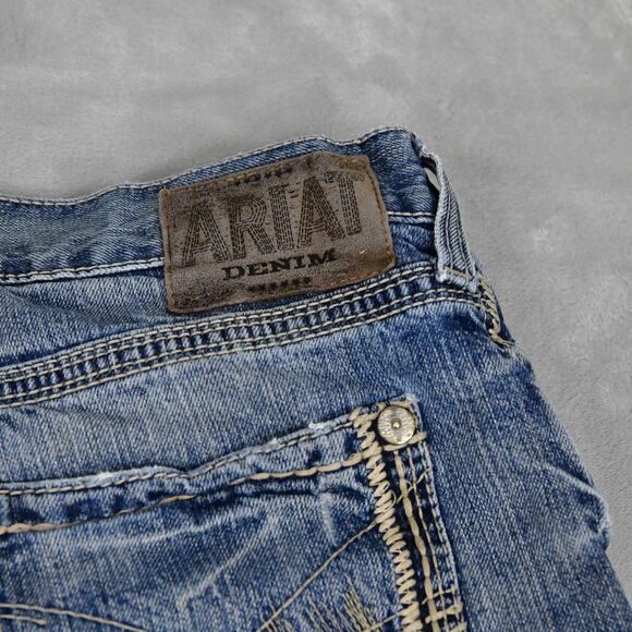 Ariat Jeans Mens 34x34 (33x32.5) M5 Slim Gambler Straight Stackable Distressed - Picture 9 of 13